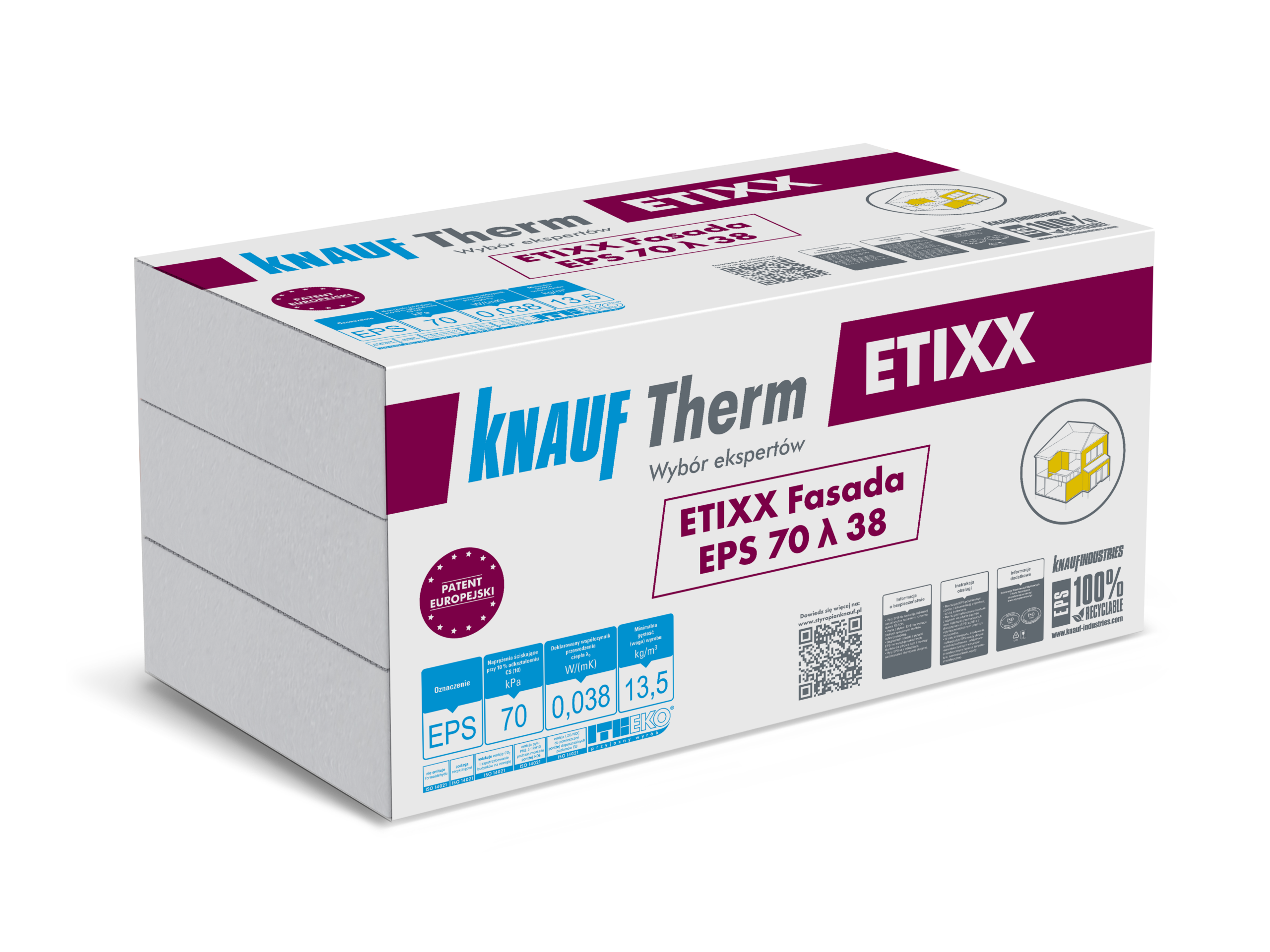 KNAUF THERM ETIXX Fasada 70 EPS 70 λ 38 ETIXX Fasada EPS 70 λ 38 - obrazek 1